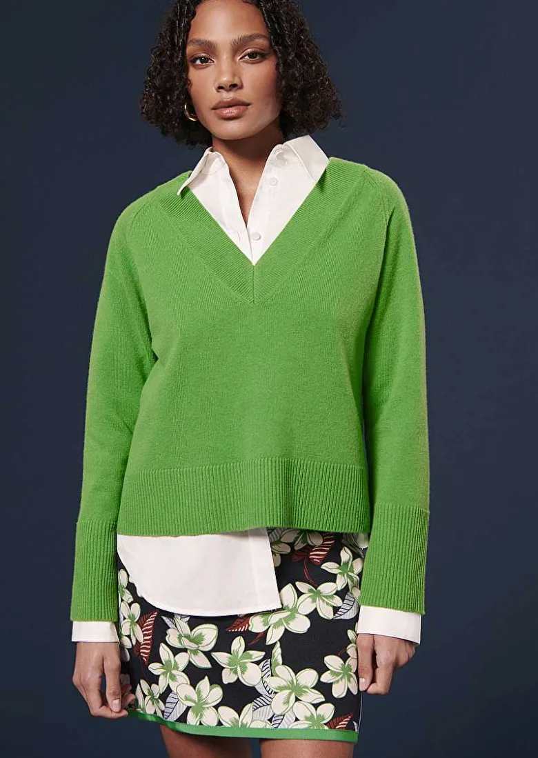 TARA JARMON Penelope Green Sweater In Alpaga And Merinos Wool Outlet