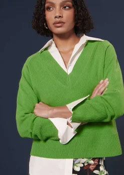 TARA JARMON Penelope Green Sweater In Alpaga And Merinos Wool Outlet