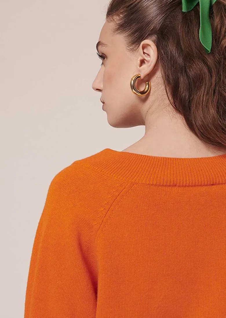 TARA JARMON Penelope Orange Sweater In Alpaga And Merinos Wool New