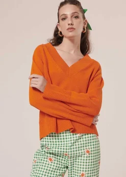 TARA JARMON Penelope Orange Sweater In Alpaga And Merinos Wool New