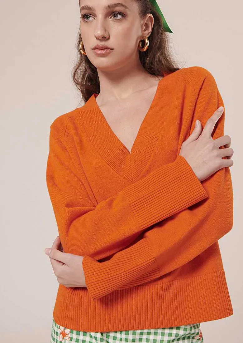 TARA JARMON Penelope Orange Sweater In Alpaga And Merinos Wool New