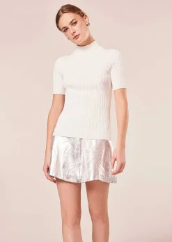 TARA JARMON Perla Ecru Ribbed Sweater Fashion