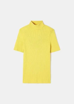 TARA JARMON Perla Yellow Ribbed Sweater Hot