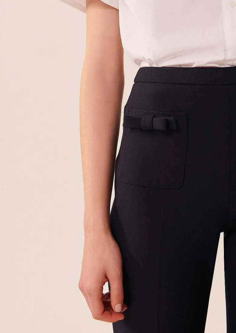 TARA JARMON Perlita Midnight Blue Double Cloth Pants Fashion