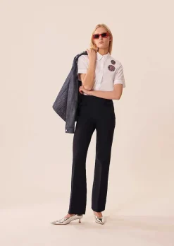 TARA JARMON Perlita Midnight Blue Double Cloth Pants Fashion