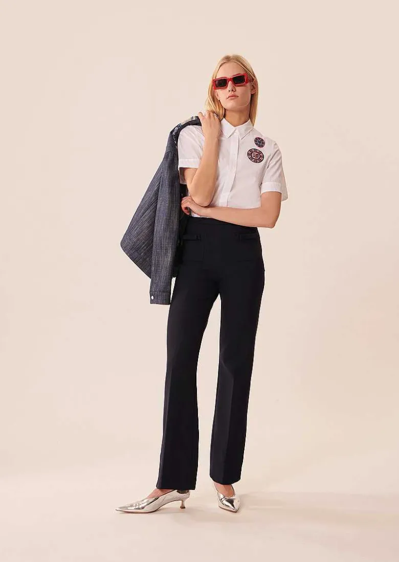 TARA JARMON Perlita Midnight Blue Double Cloth Pants Fashion