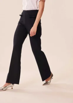 TARA JARMON Perlita Midnight Blue Double Cloth Pants Fashion