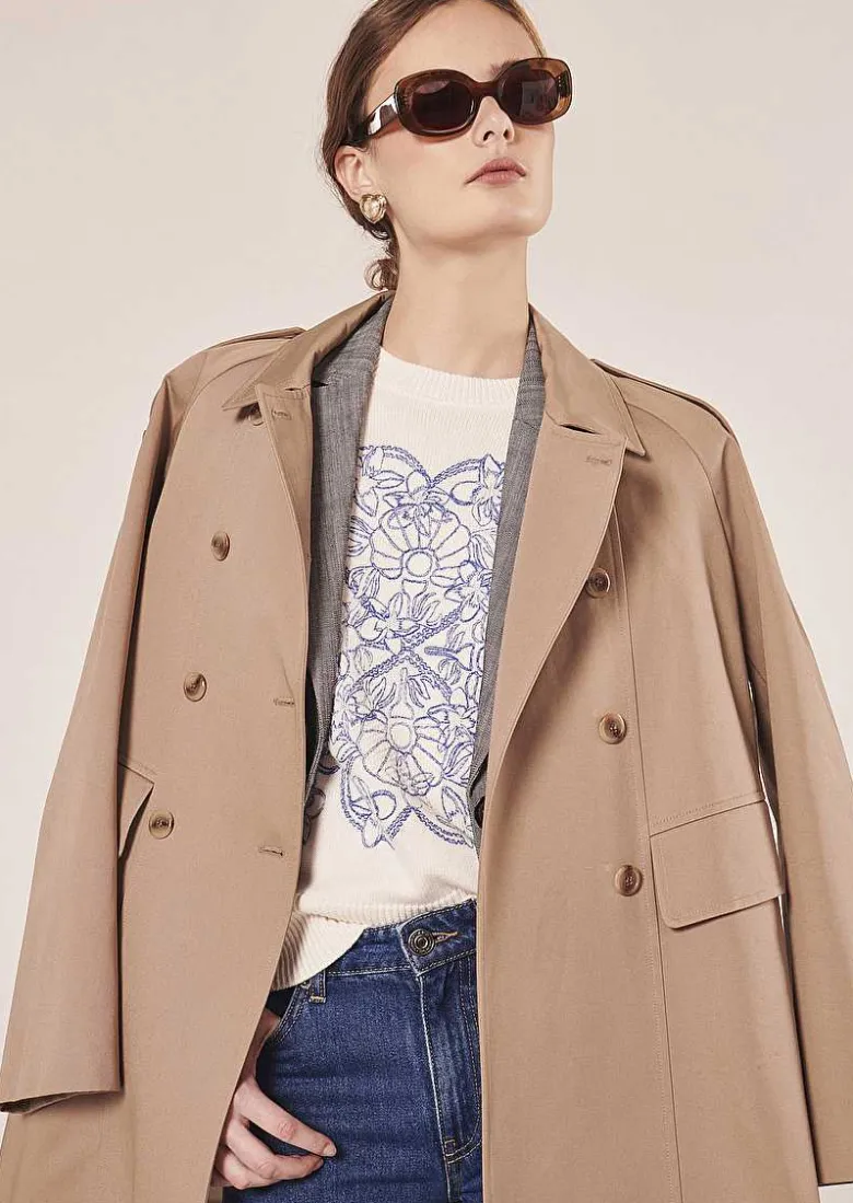TARA JARMON Philae Ecru Cotton And Wool Sweater Store