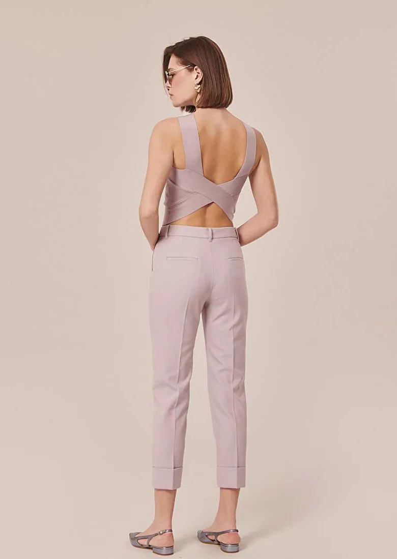 TARA JARMON Philippa Purple Cold Wool Pants Store