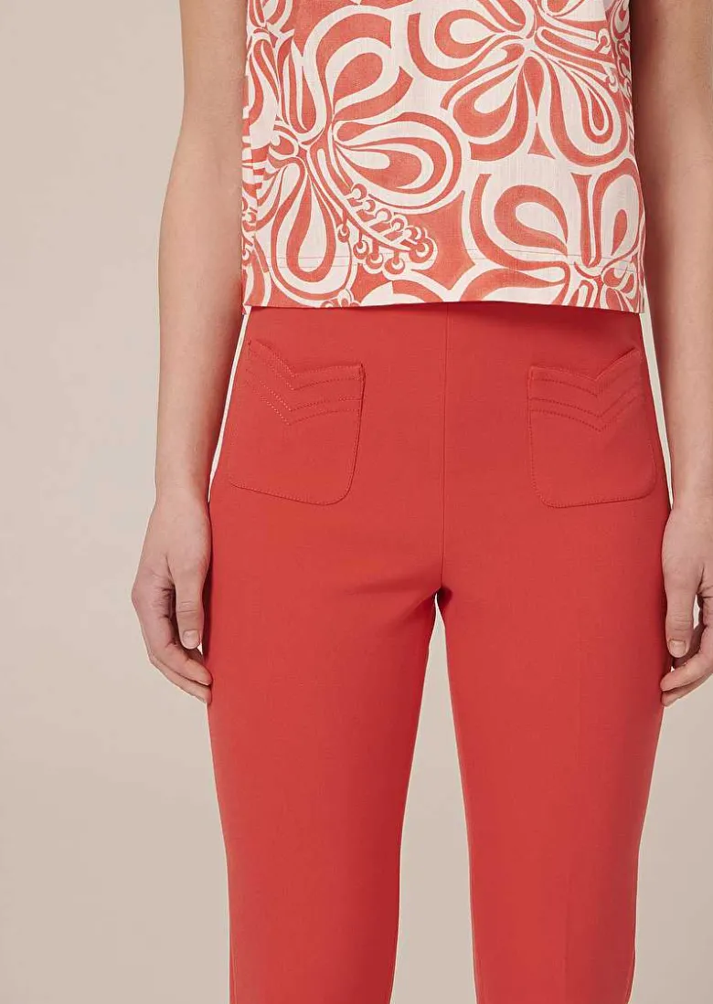 TARA JARMON Phoenix Coral Double Canvas Pants Flash Sale