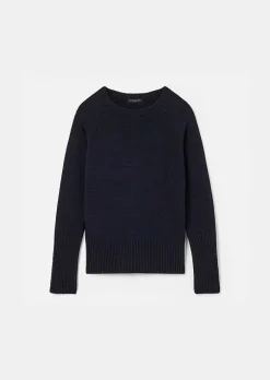 TARA JARMON Pierrick Midnight Blue Cotton And Wool Sweater Sale