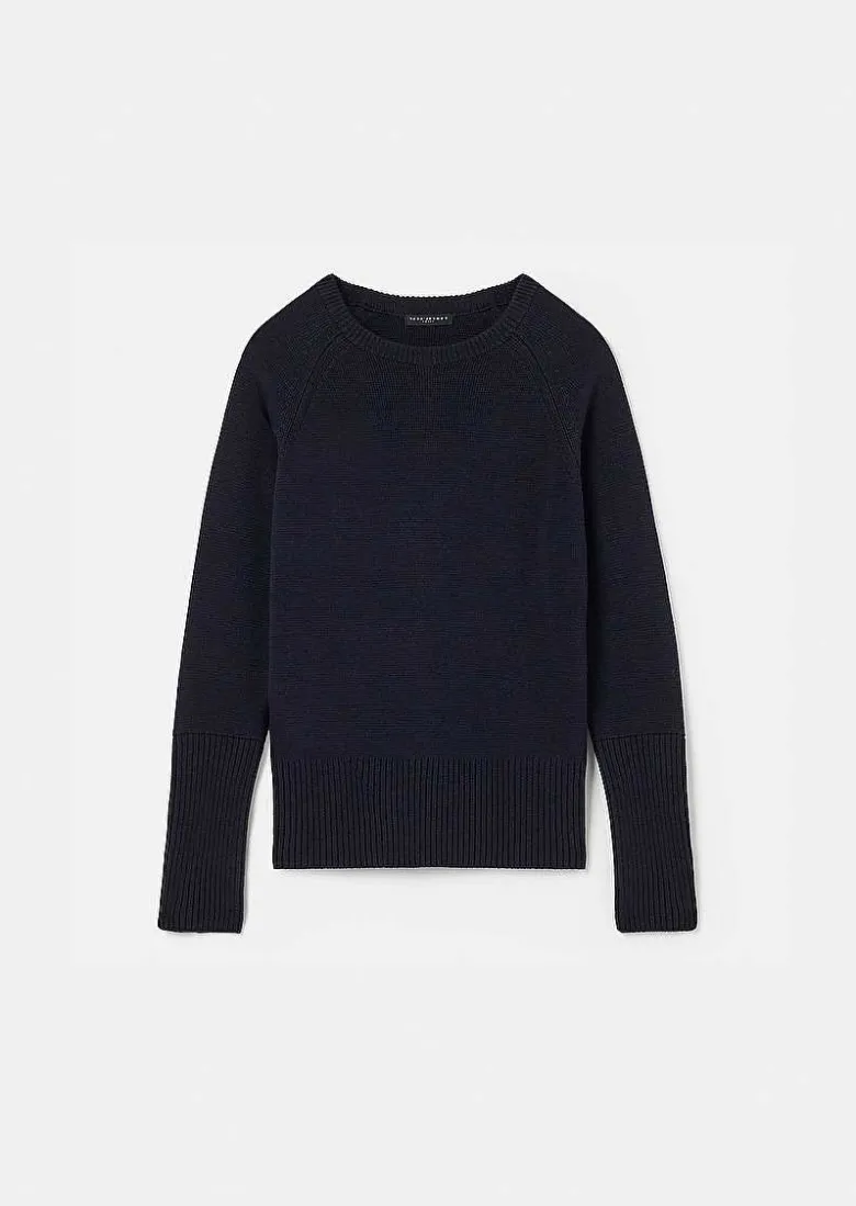 TARA JARMON Pierrick Midnight Blue Cotton And Wool Sweater Sale
