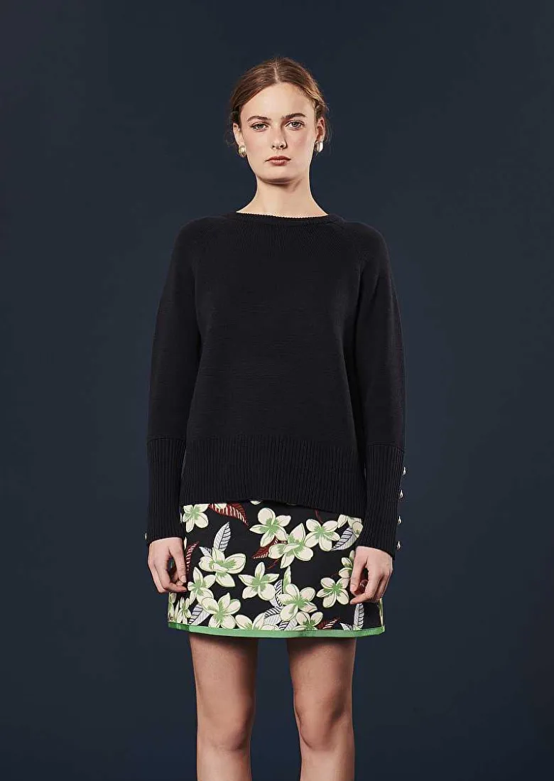 TARA JARMON Pierrick Midnight Blue Cotton And Wool Sweater Sale