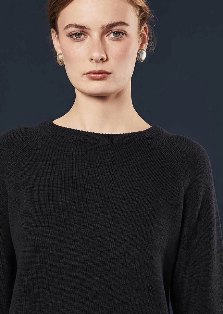 TARA JARMON Pierrick Midnight Blue Cotton And Wool Sweater Sale