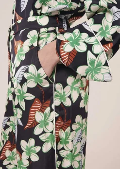 TARA JARMON Porticcio Midnight Blue Flower Printed Pants Hot