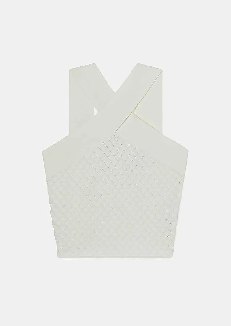 TARA JARMON Prana Ecru Knit Top Cheap