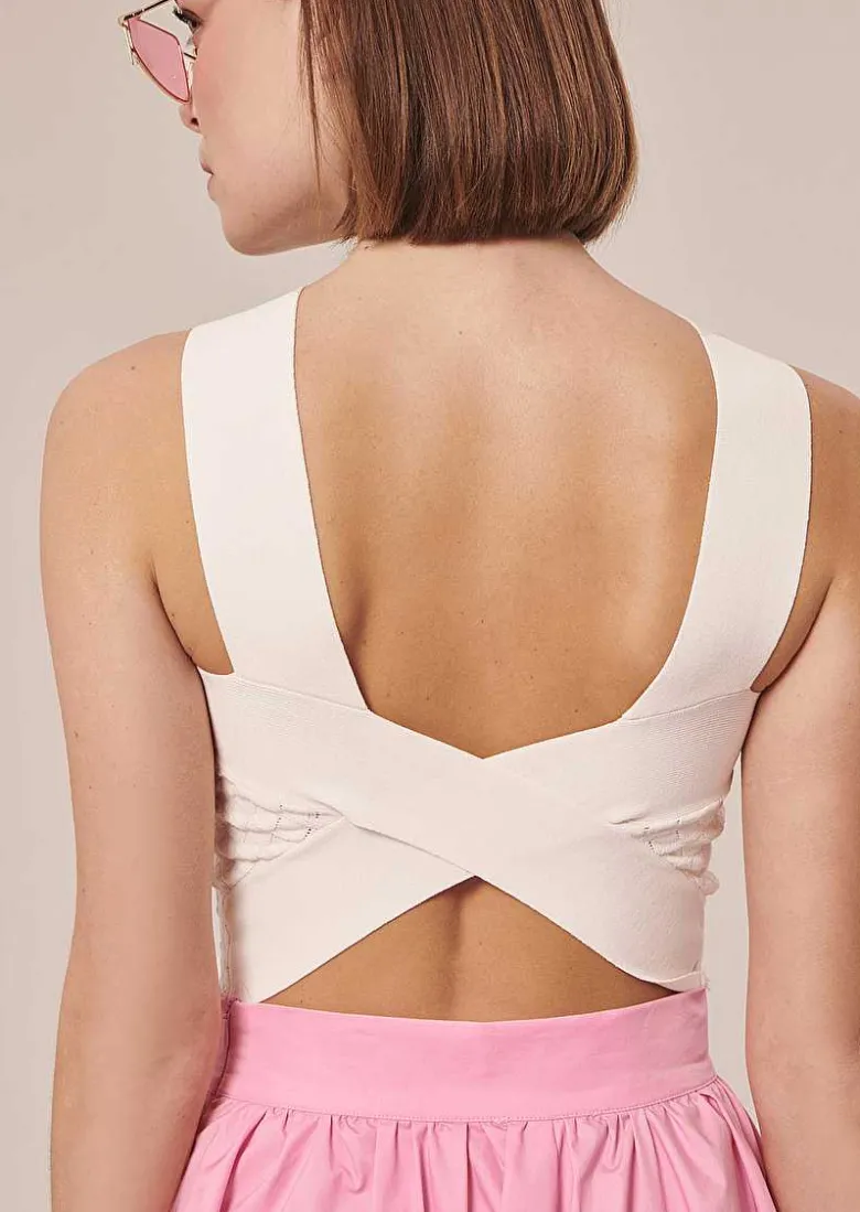 TARA JARMON Prana Ecru Knit Top Cheap