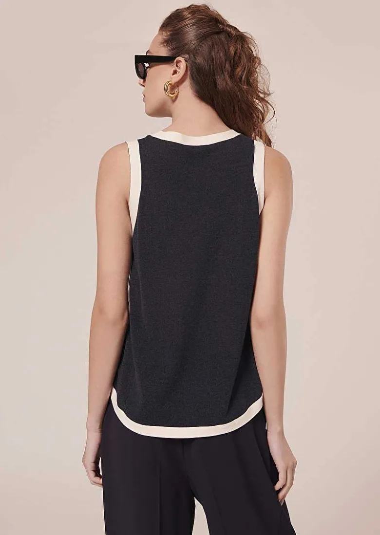 TARA JARMON Prentiss Midnight Blue Cotton Top Outlet