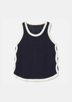 TARA JARMON Prentiss Midnight Blue Cotton Top Outlet