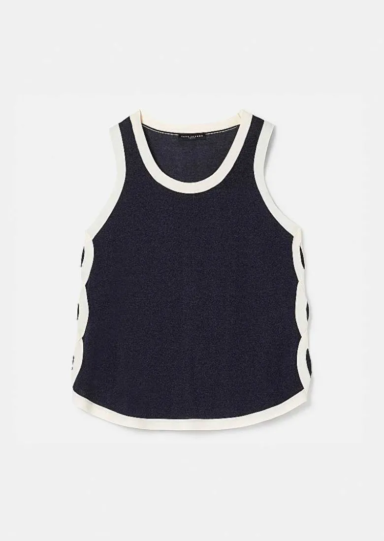 TARA JARMON Prentiss Midnight Blue Cotton Top Outlet