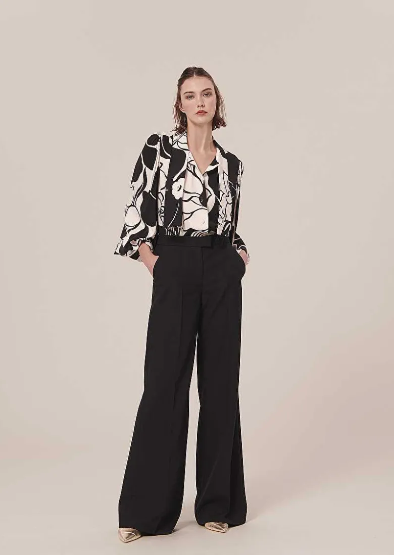 TARA JARMON Primavera Black Cold Wool Pants Best Sale