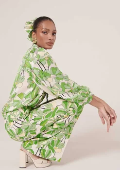 TARA JARMON Primavera Green Floral Printed Pants Fashion