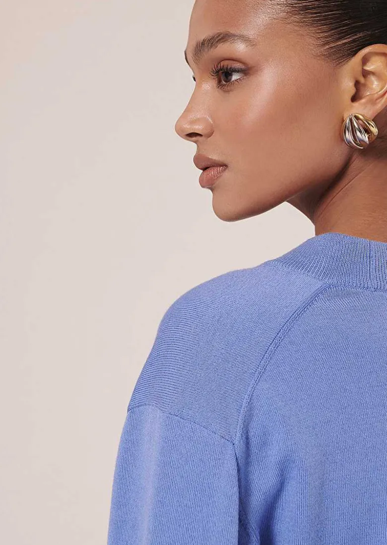 TARA JARMON Primrose Blue Sweater In Cotton And Extrafine Merinos Wool Outlet