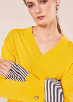 TARA JARMON Primrose Yellow Sweater In Cotton And Merinos Wool Cheap