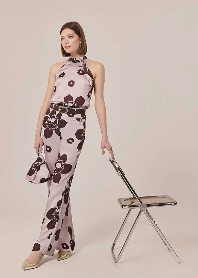 TARA JARMON Prosper Purple Flower Printed Pants Hot