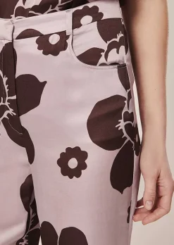 TARA JARMON Prosper Purple Flower Printed Pants Hot