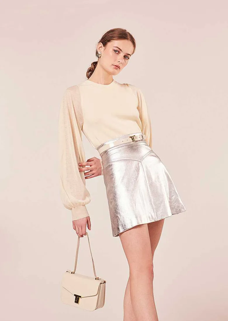 TARA JARMON Prune Ecru Sweater In Tencel Wool Online