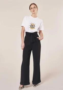 TARA JARMON Pyla Black Crepe Pants New