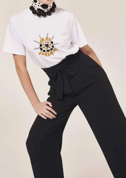 TARA JARMON Pyla Black Crepe Pants New