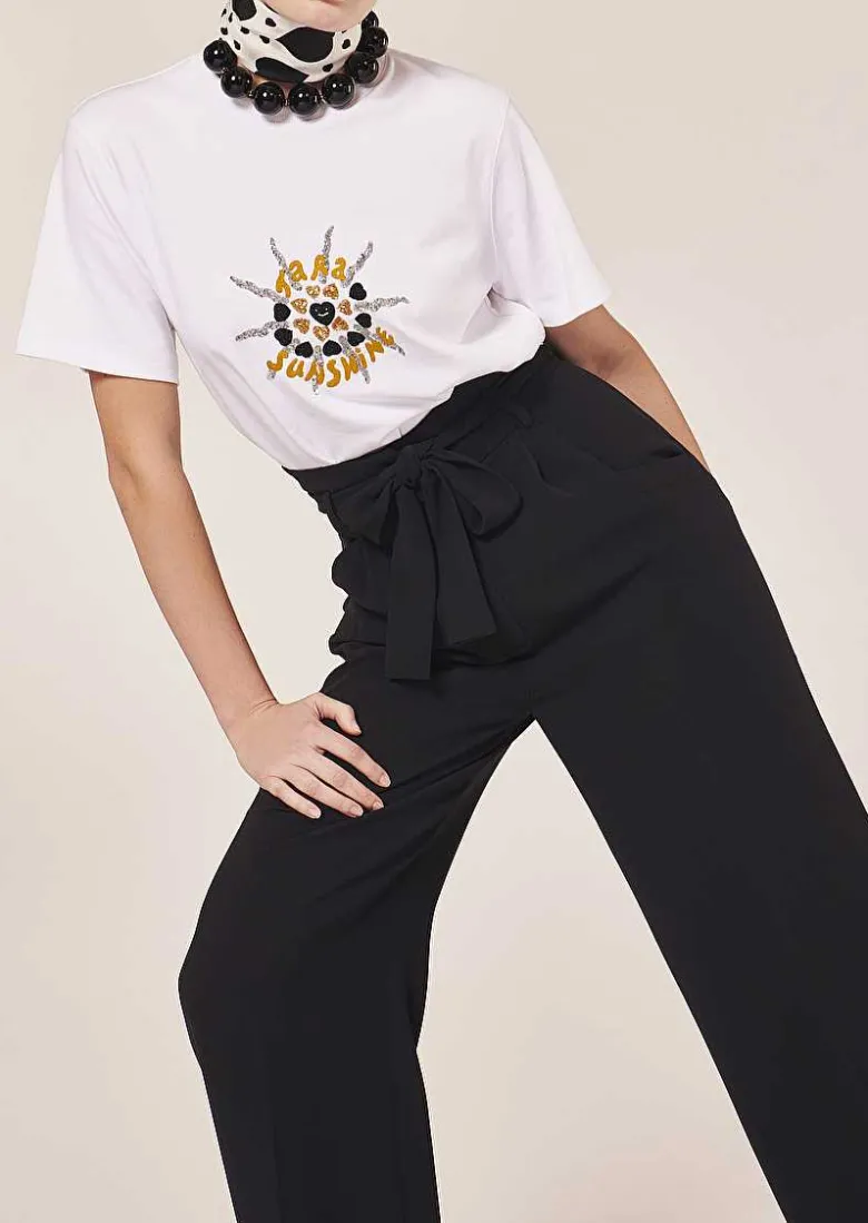 TARA JARMON Pyla Black Crepe Pants New