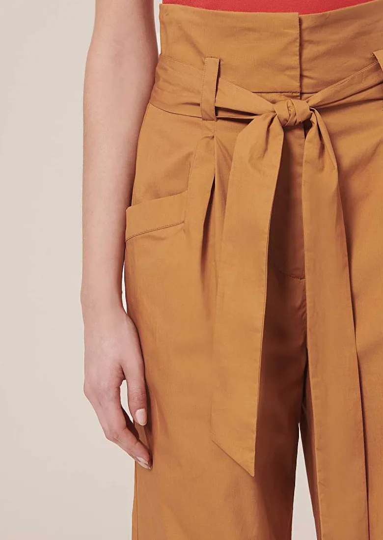 TARA JARMON Pyla Brown Poplin Pants Store
