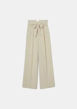 TARA JARMON Pyla Ecru Crepe Pants Sale
