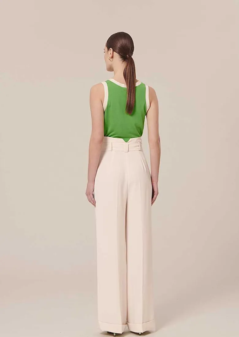 TARA JARMON Pyla Ecru Crepe Pants Sale
