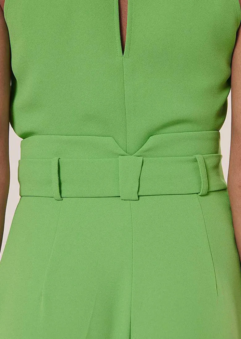 TARA JARMON Pyla Green Crepe Pants Discount