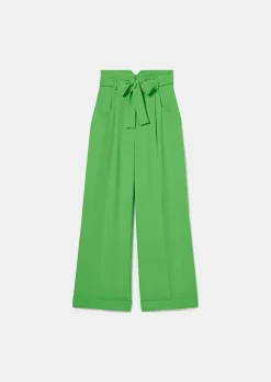 TARA JARMON Pyla Green Crepe Pants Discount