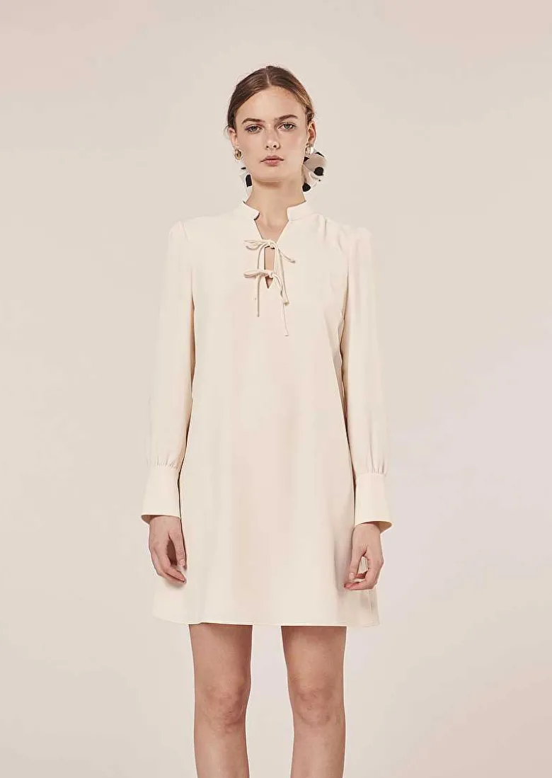 TARA JARMON Radiance Ecru Crepe Dress Best Sale