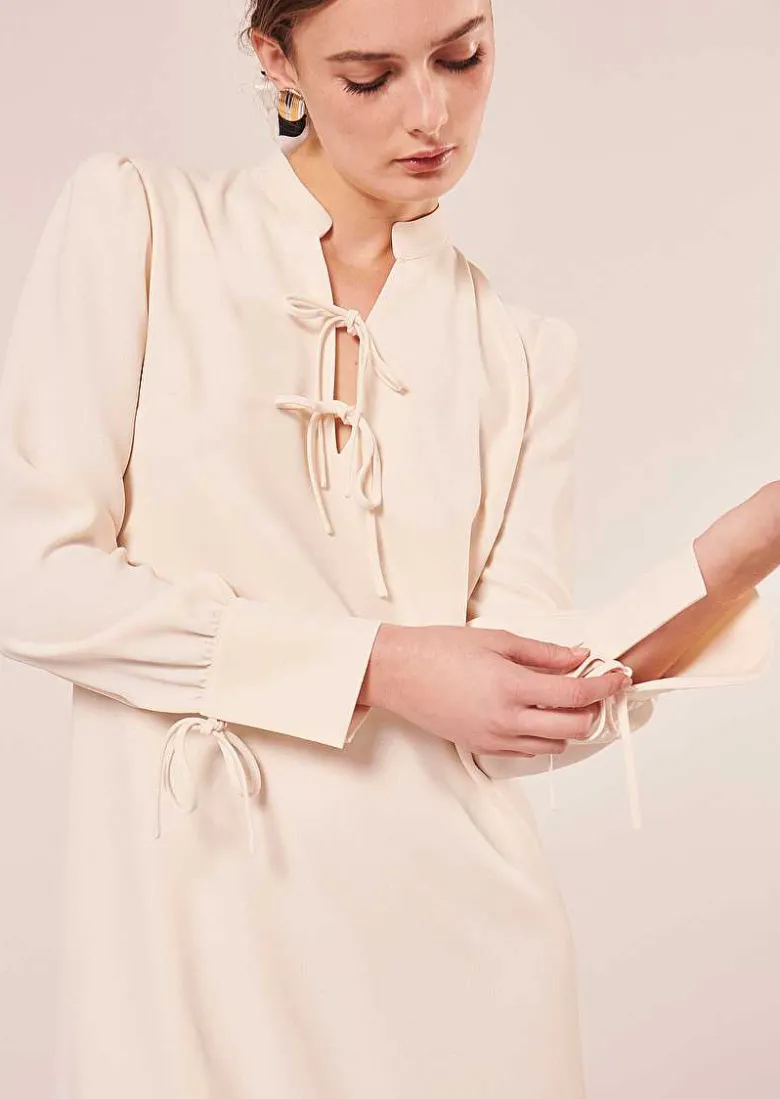 TARA JARMON Radiance Ecru Crepe Dress Best Sale