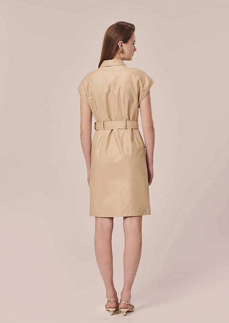 TARA JARMON Rajah Beige Cotton Dress Flash Sale