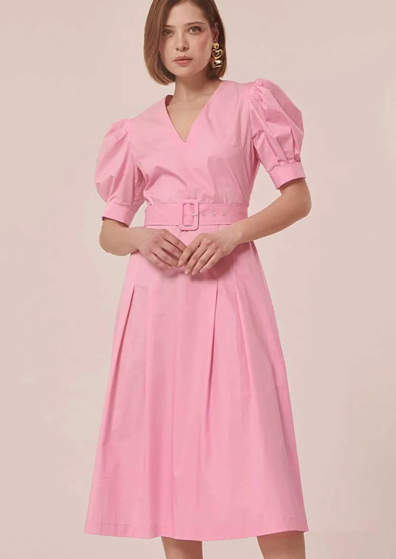 TARA JARMON Ranya Pink Poplin Dress Outlet