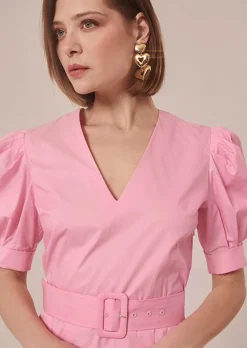 TARA JARMON Ranya Pink Poplin Dress Outlet