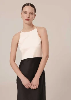 TARA JARMON Raphaelle Black Flowing Satin Dress Outlet