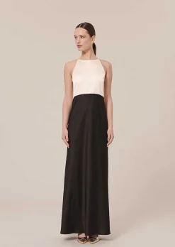 TARA JARMON Raphaelle Black Flowing Satin Dress Outlet