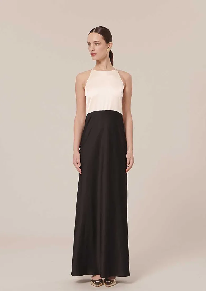 TARA JARMON Raphaelle Black Flowing Satin Dress Outlet
