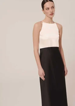 TARA JARMON Raphaelle Black Flowing Satin Dress Outlet