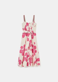 TARA JARMON Raquelina Ecru Flower Printed Dress Cheap