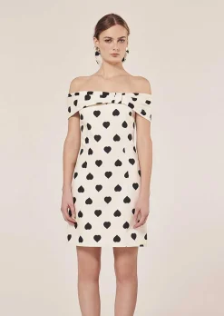 TARA JARMON Raul Ecru With Black Polka Hearts Dress Online